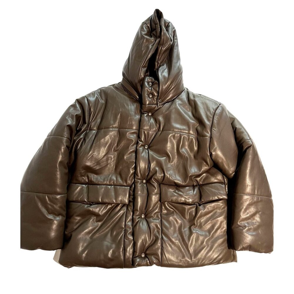Nanushka Vegan Hide Jacket in Shiitake Brown